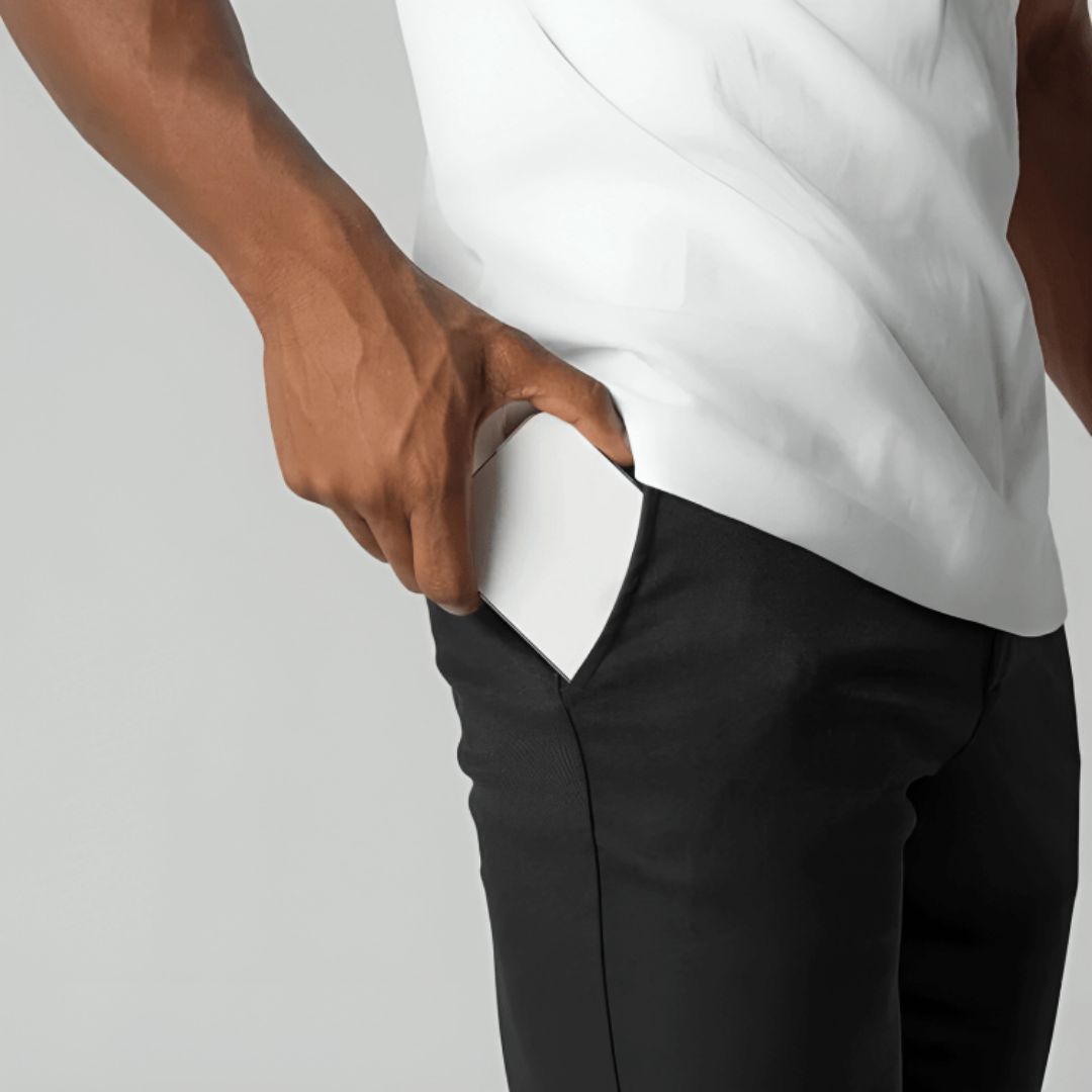 Men's chino trousers, slim fit tapered stretch, view 3