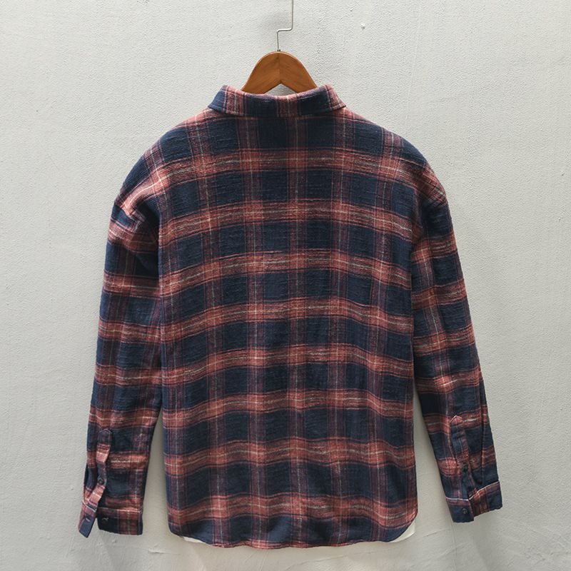 Men's check shirt, button up chest pocket plaid, view 1