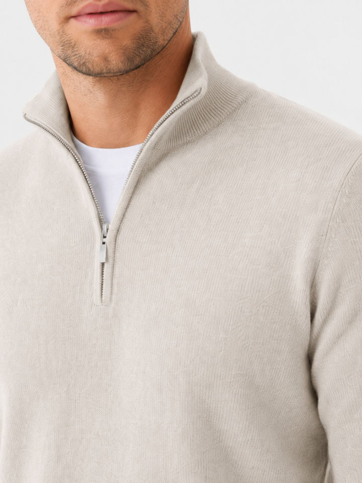 Men's quarter zip jumper, fine knit half zip, view 3