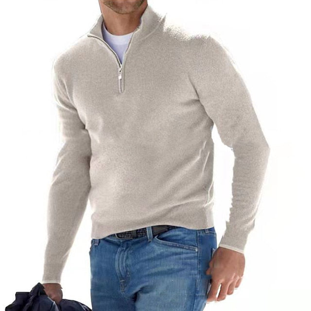 Men's quarter zip jumper, fine knit half zip, view 8