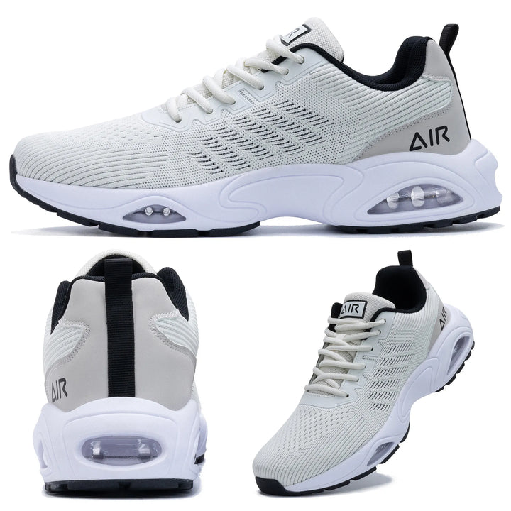 Off White trainers, held up to show the inside and the sole