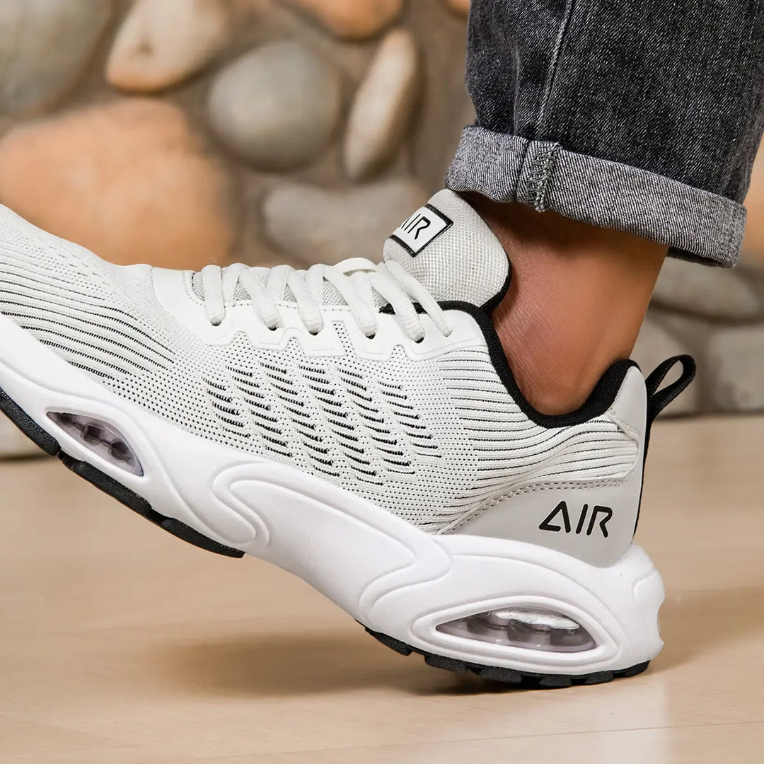 White Black trainers, close view of the upper and sole