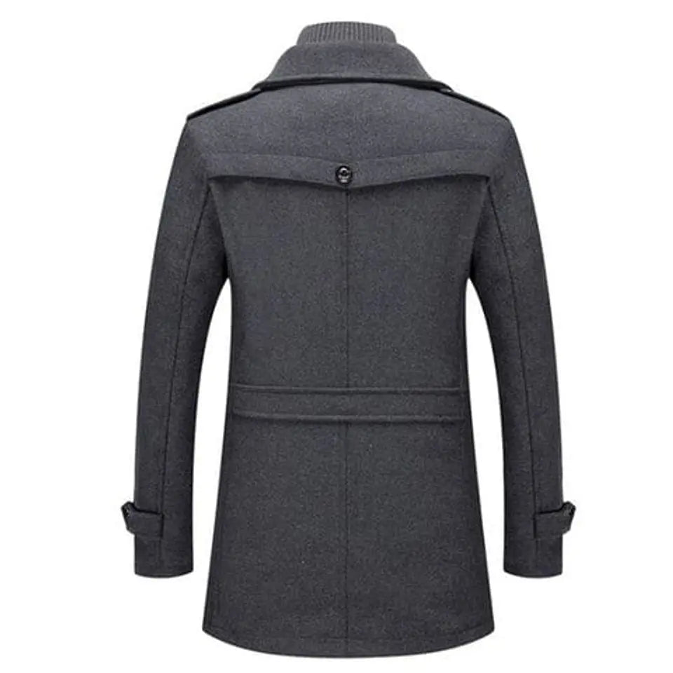 Back of the grey coat with epaulettes and a half belt