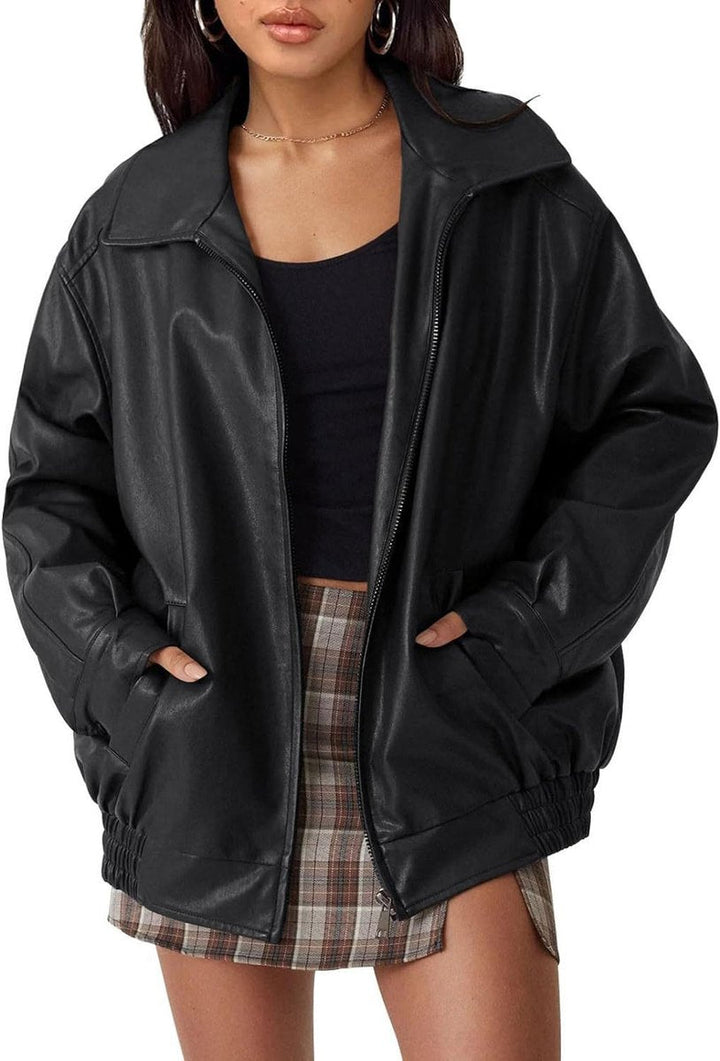 Bomber Jacket in black, on model