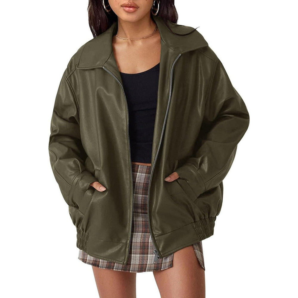 Bomber Jacket in olive, on model