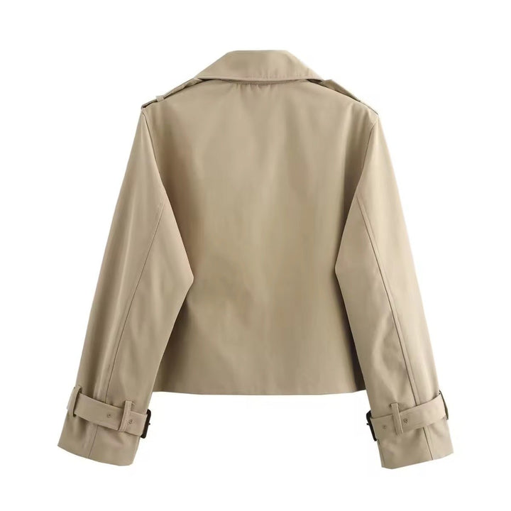 Cropped Trench Coat in beige, back view