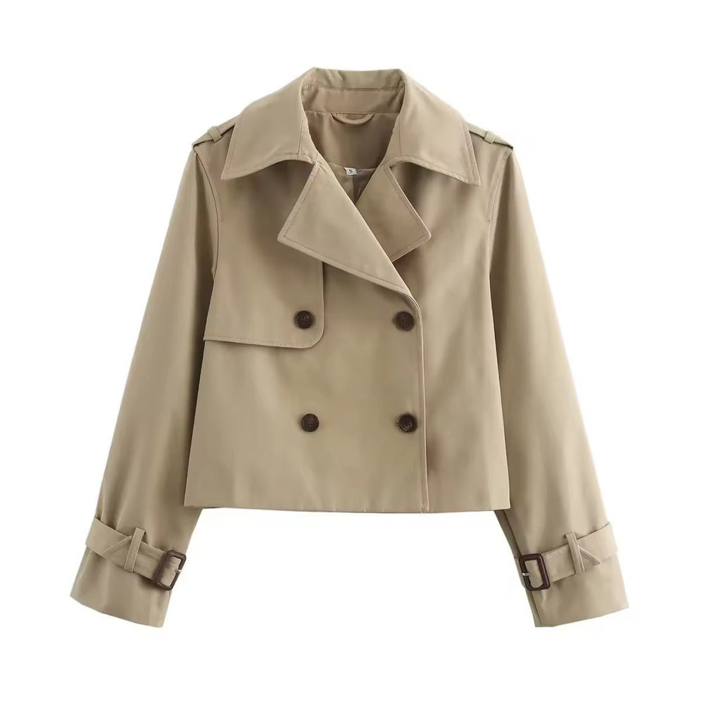 Cropped Trench Coat in beige, front view