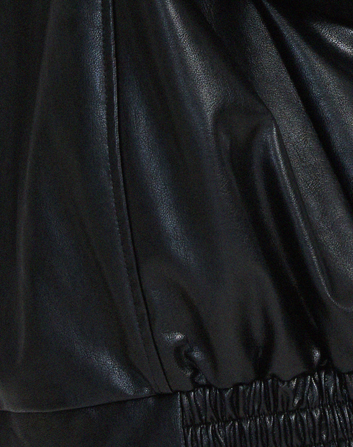 Women's faux leather jacket, oversized collared bomber, view 7