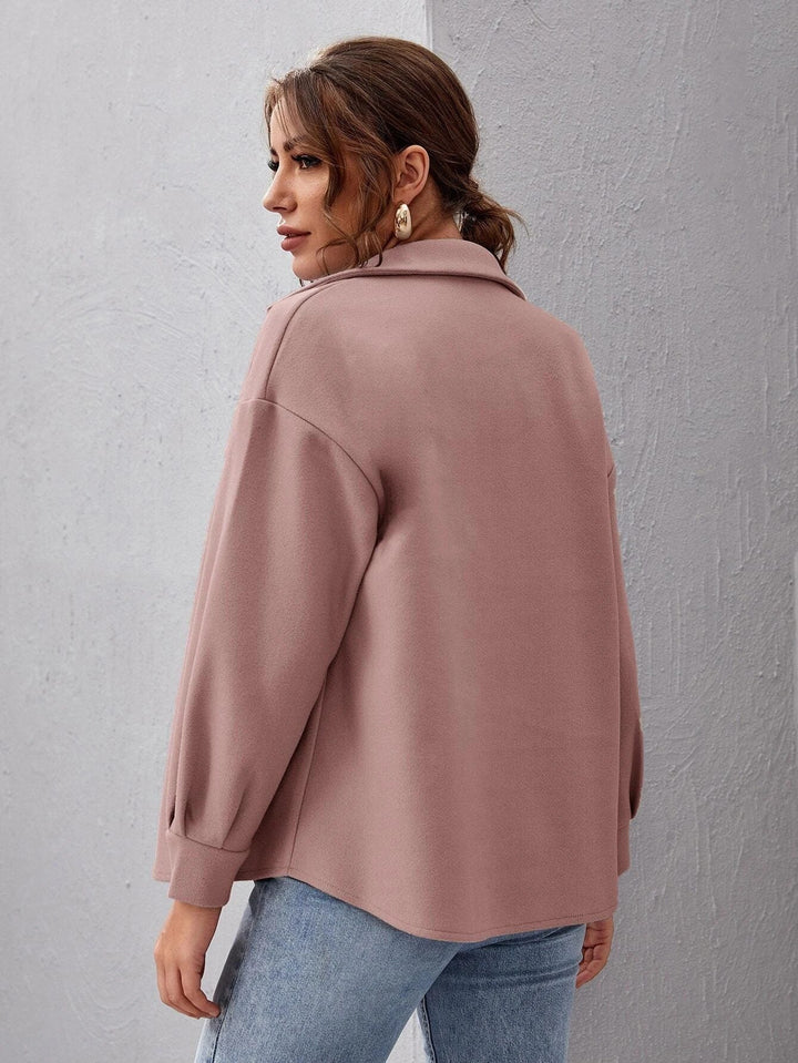 Women's shacket, oversized button front shirt jacket, view 4