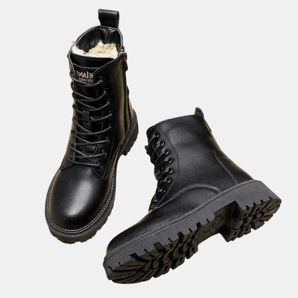 Women's combat boots, lace up chunky sole, view 1