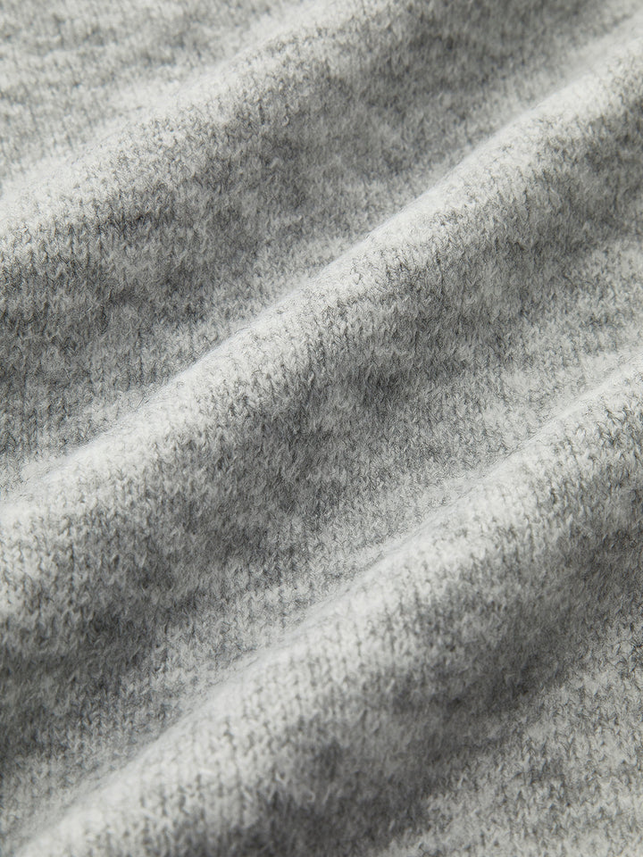 Fluffy grey knit fabric in close up