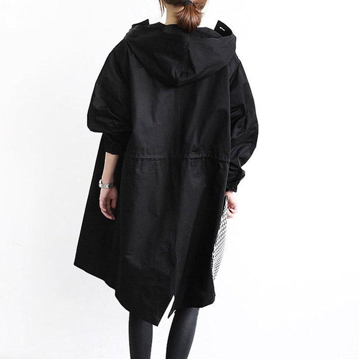 Hooded Coat in black, back view