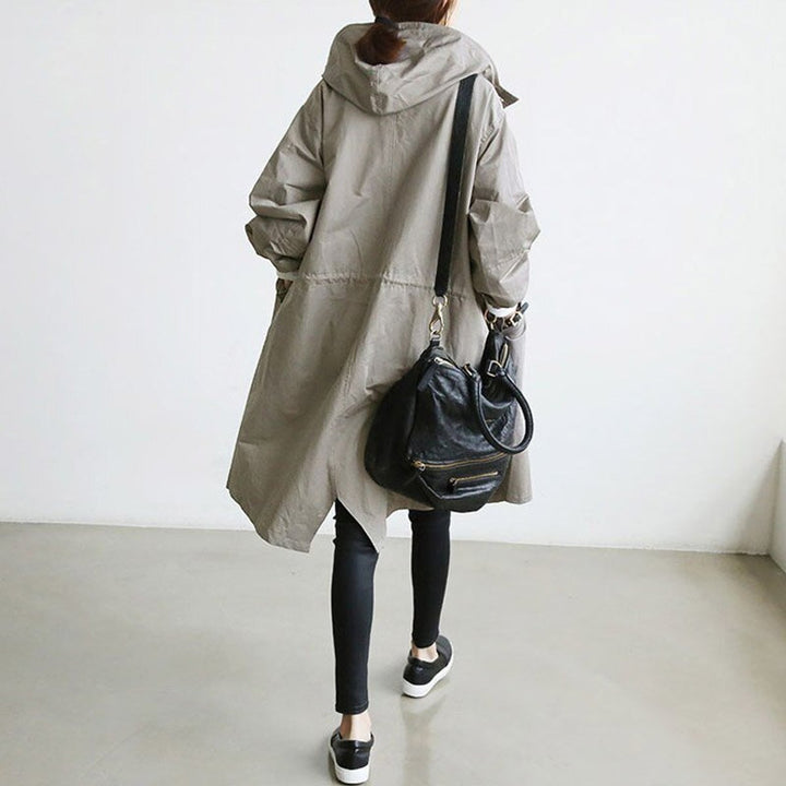 Hooded Coat in grey, back view