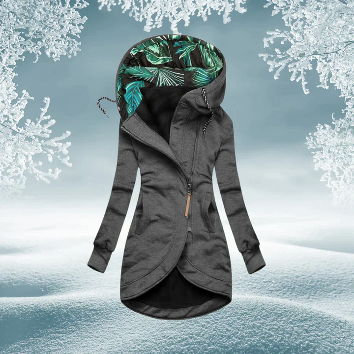 Hooded Jacket in grey, front view