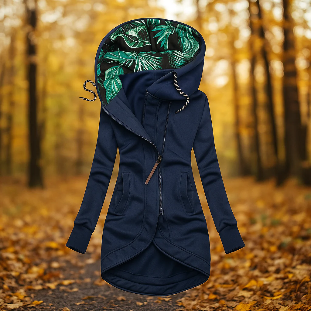Hooded Jacket in navy, front view
