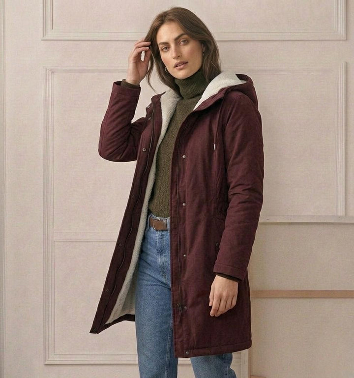 Women's parka coat, fleece lined longline winter coat, view 8
