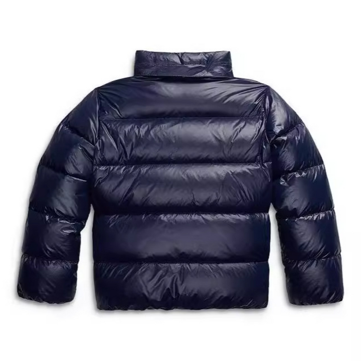 Women's puffer jacket, glossy short quilted, view 2