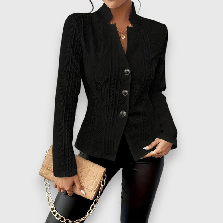 Knit Blazer in black, on model
