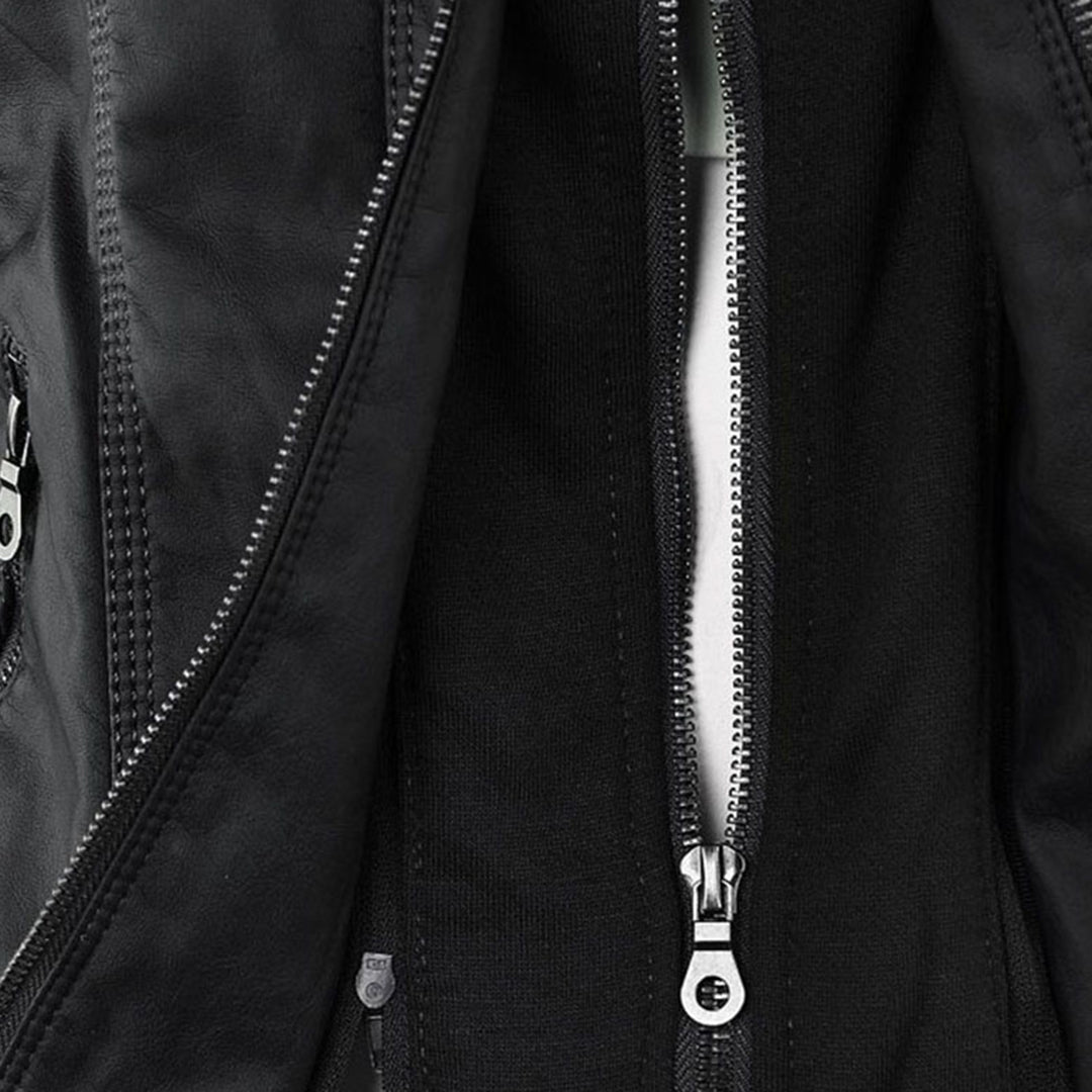 Leather-Look Jacket in black, close-up detail