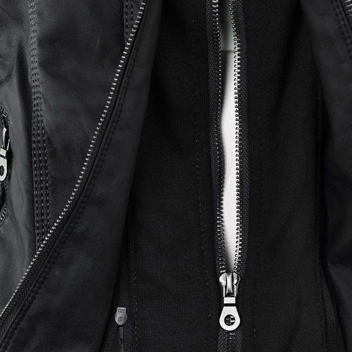 Leather-Look Jacket in black, close-up detail