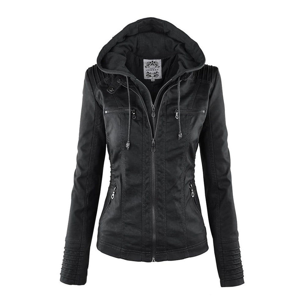 Leather-Look Jacket in black, front view
