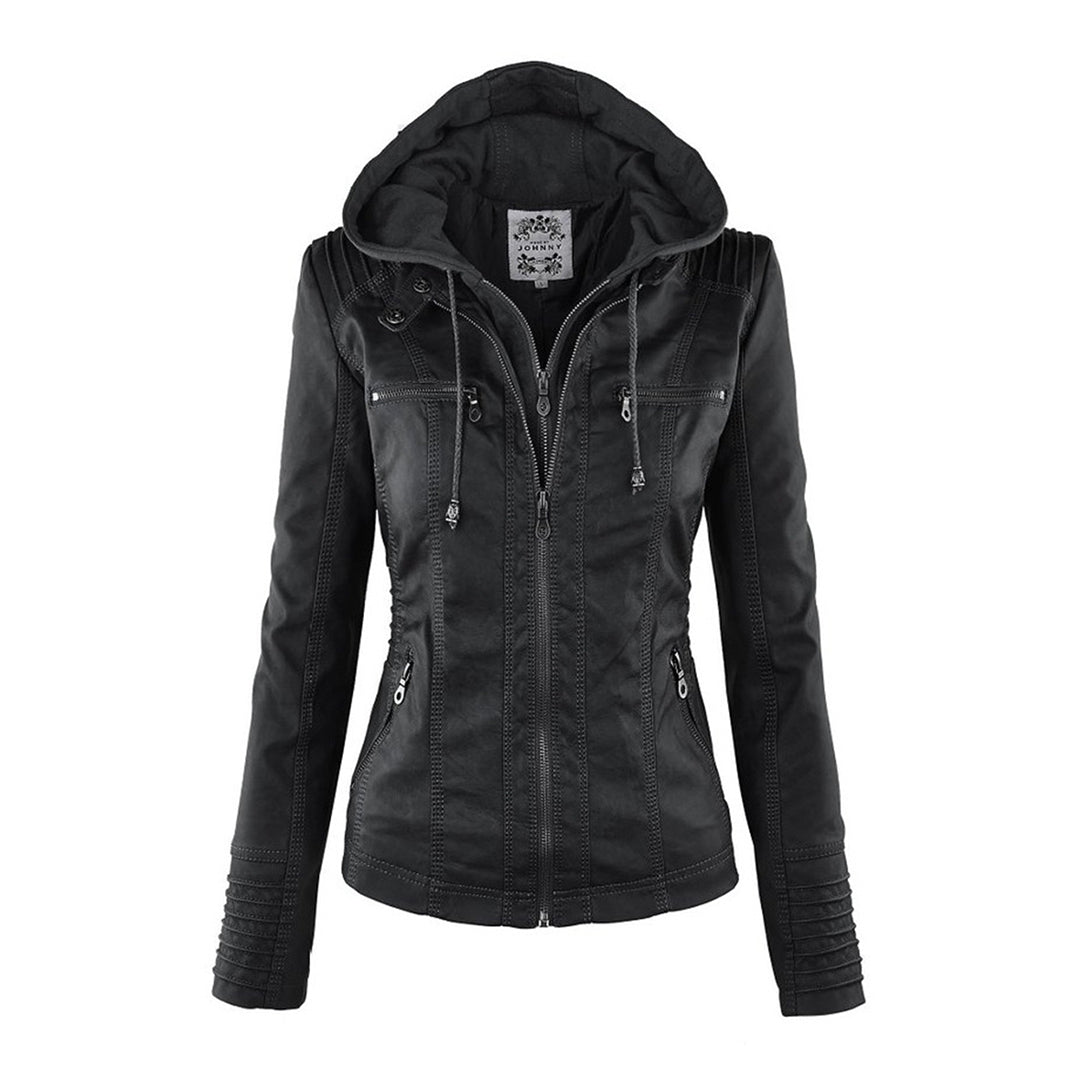 Leather-Look Jacket in black, front view