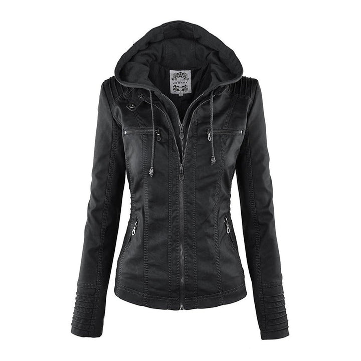 Leather-Look Jacket in black, front view