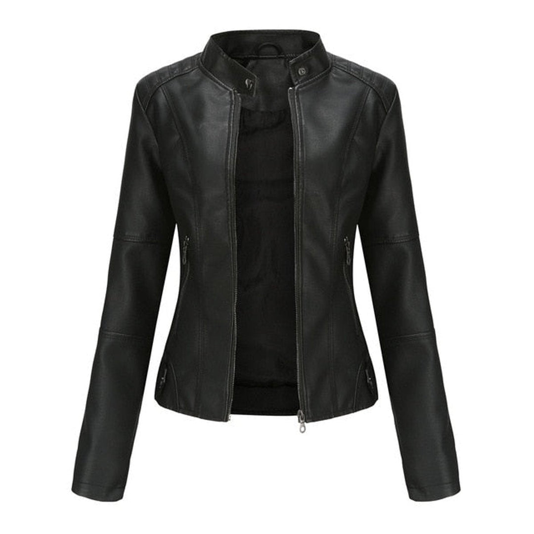 Leather-Look Jacket in black, front view, view 2