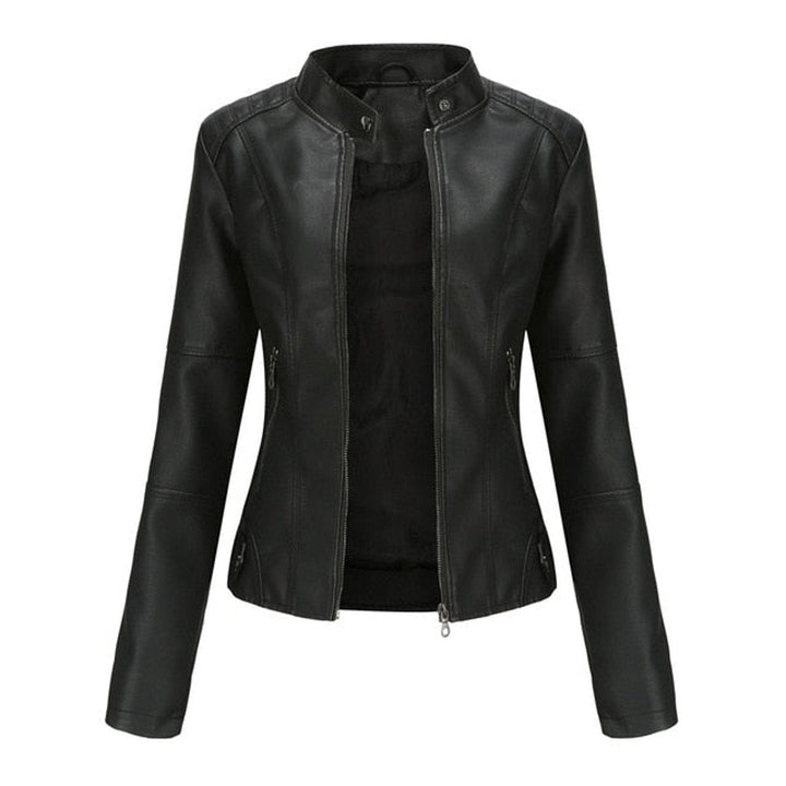 Leather-Look Jacket in black, front view, view 2