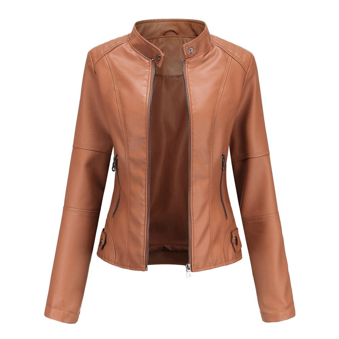 Leather-Look Jacket in cognac, front view
