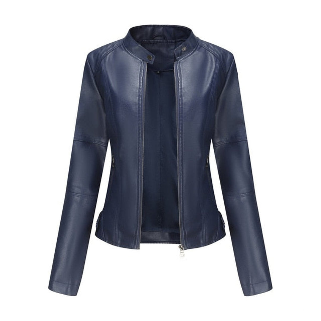 Leather-Look Jacket in navy, front view