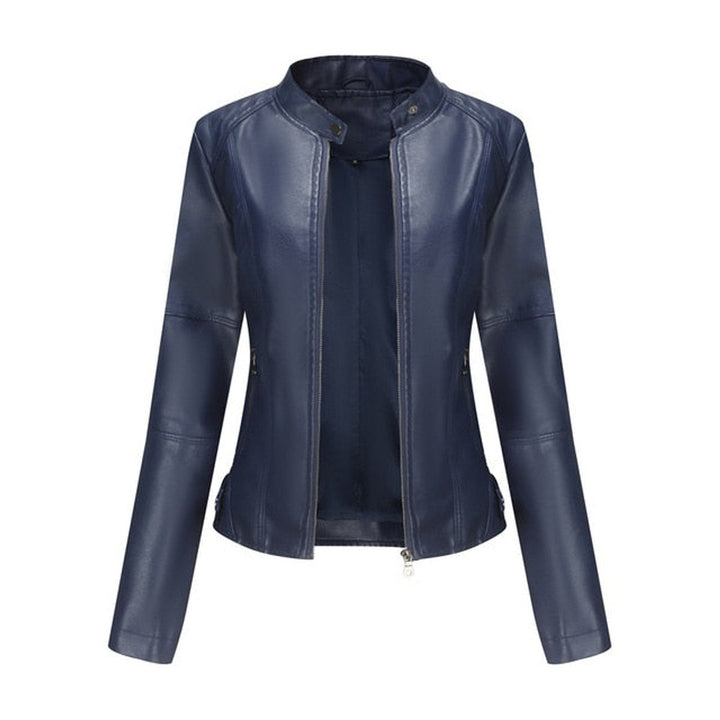 Leather-Look Jacket in navy, front view