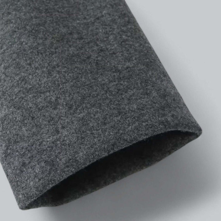 Charcoal grey coat sleeve cuff detail