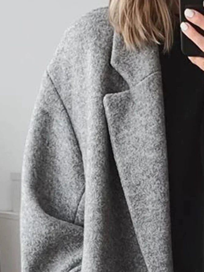 Women's oversized coat, notch lapel longline overcoat, view 2
