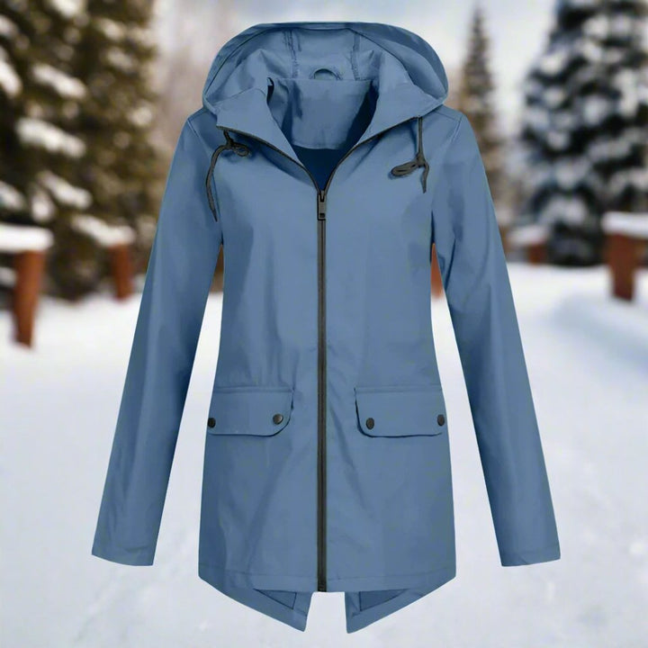 Rain Jacket in blue, front view