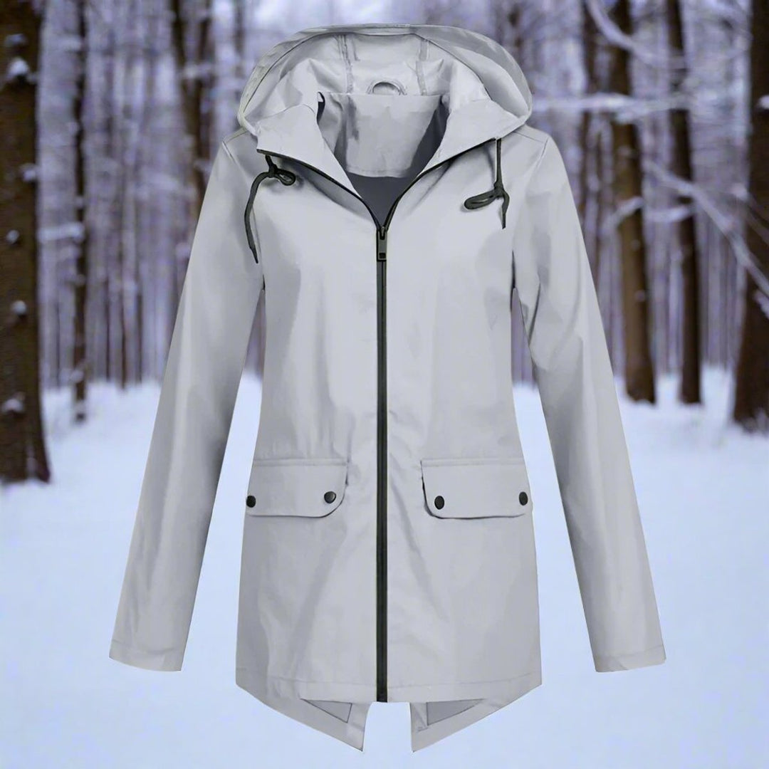 Rain Jacket in light grey, front view