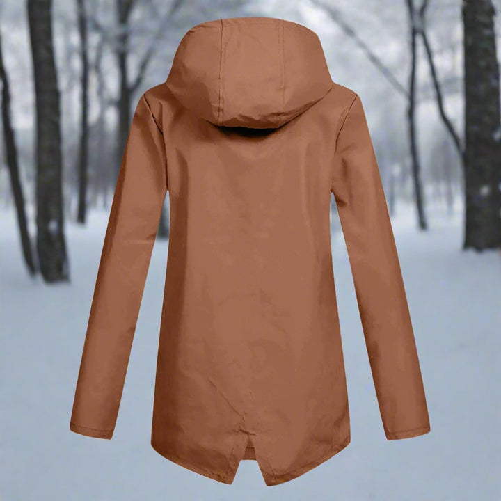 Rain Jacket in rust, back view