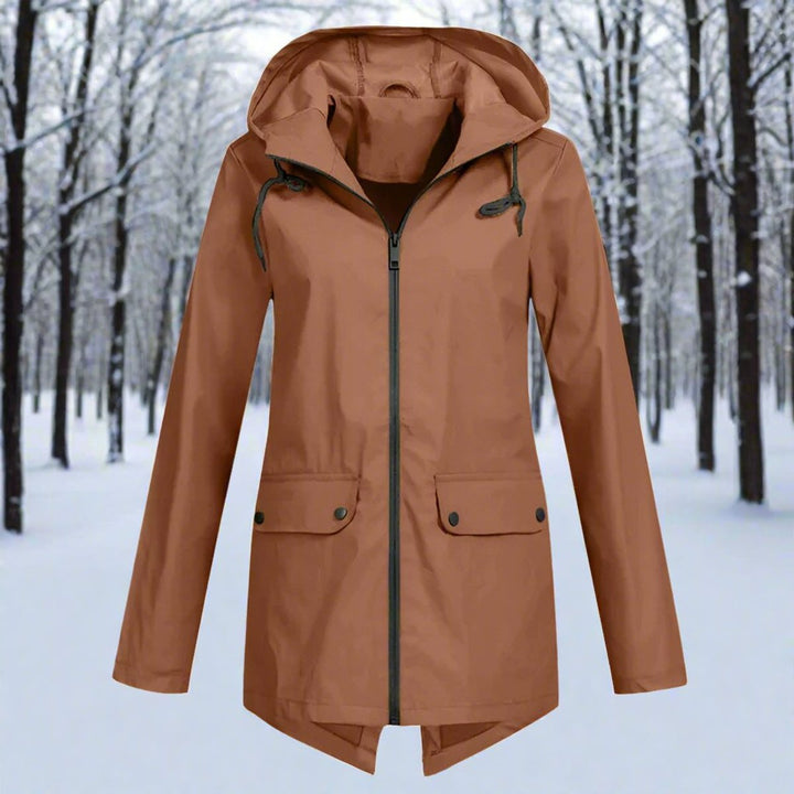 Rain Jacket in rust, front view