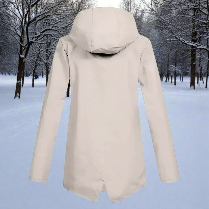 Rain Jacket in stone, back view