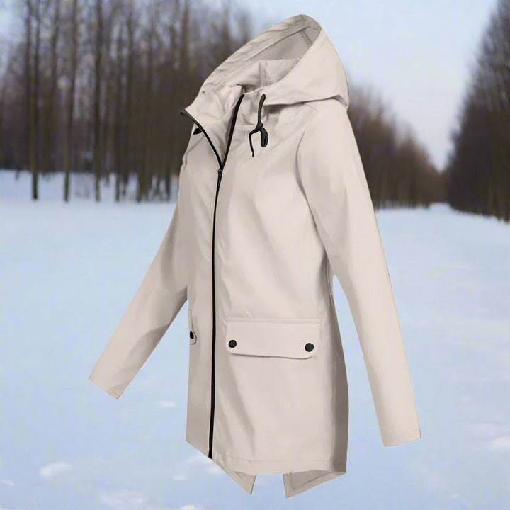 Rain Jacket in stone, side view