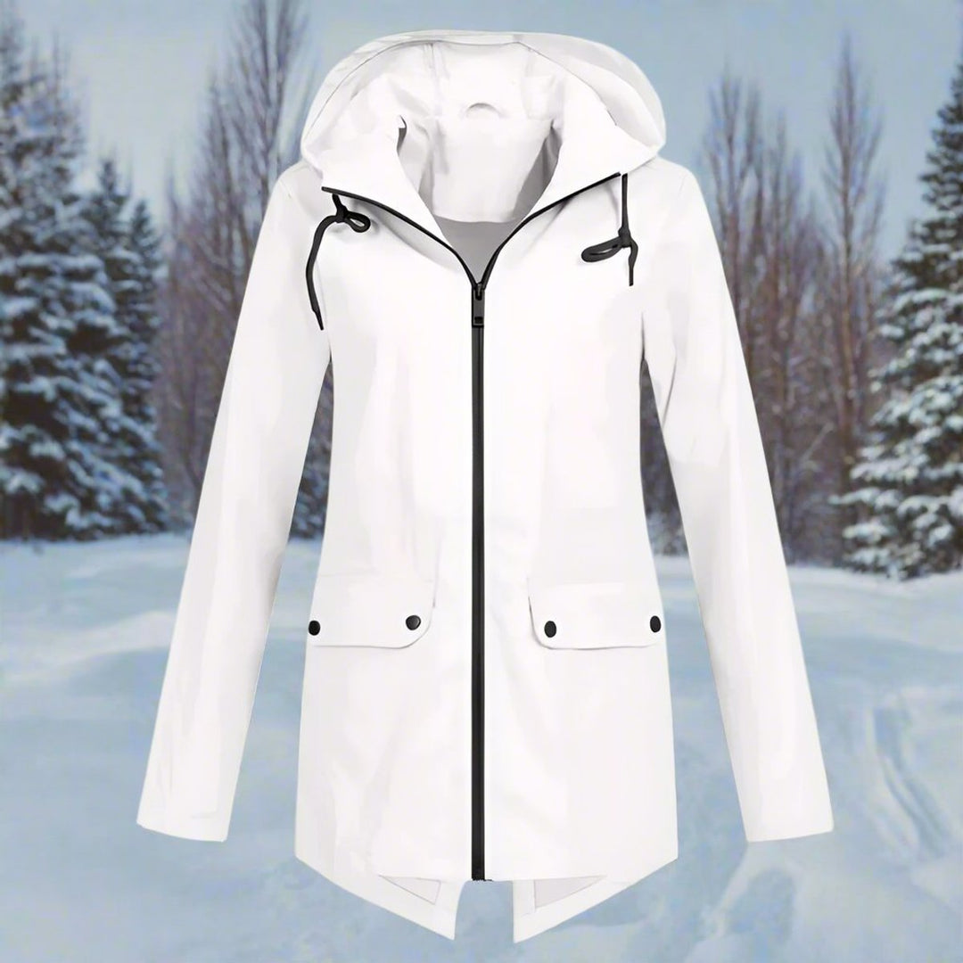 Rain Jacket in white, front view