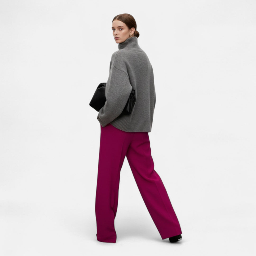 Women's roll neck jumper, oversized ribbed turtleneck, view 1