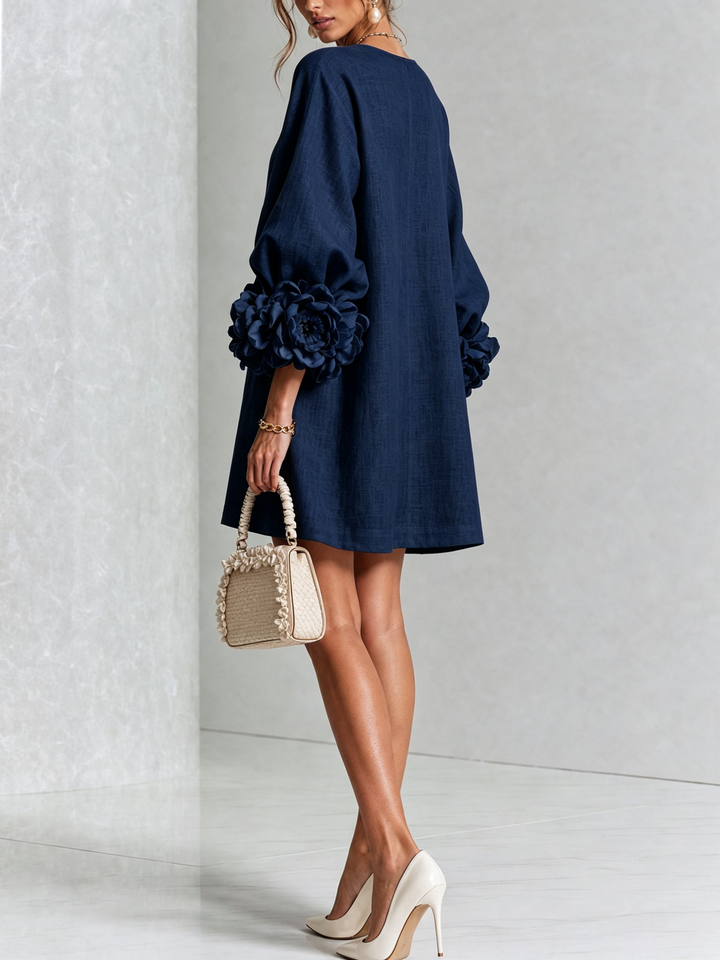 Women's shift dress, balloon sleeve button front mini, view 10