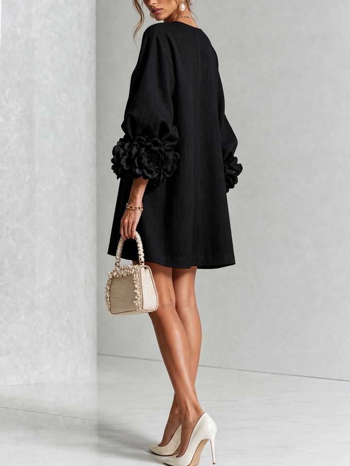 Women's shift dress, balloon sleeve button front mini, view 13