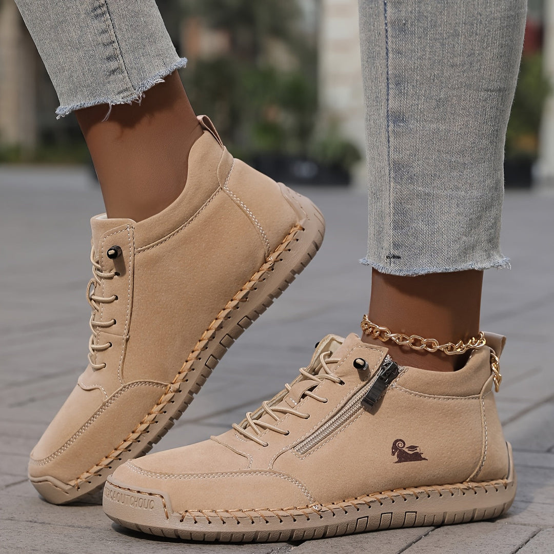 Women's ankle trainers, lace up high top stitched, view 5