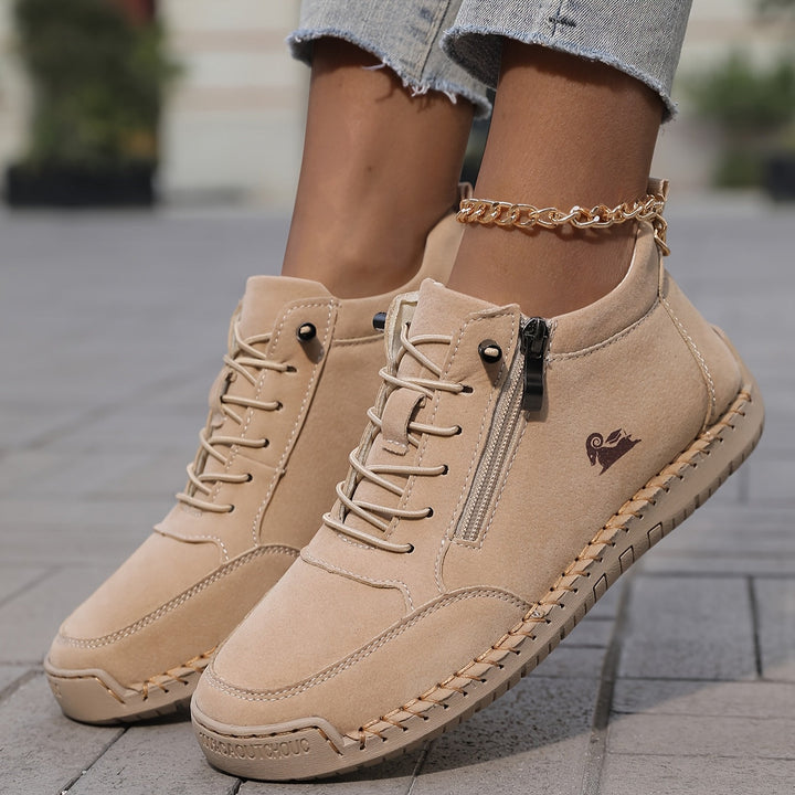 Women's ankle trainers, lace up high top stitched, view 7