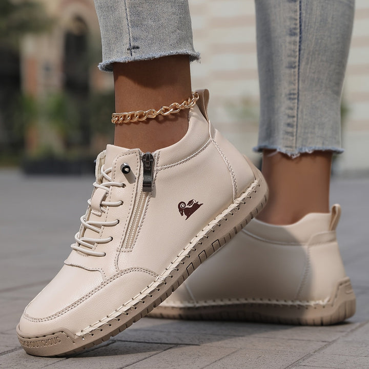 Women's ankle trainers, lace up high top stitched, view 9