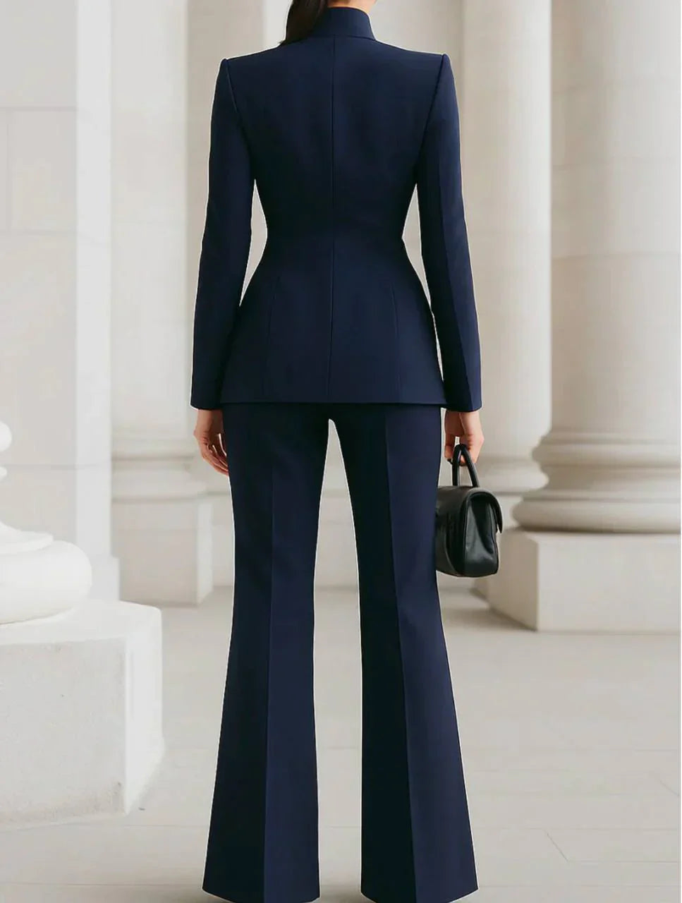 Women's trouser suit, flared trousers two piece, view 5