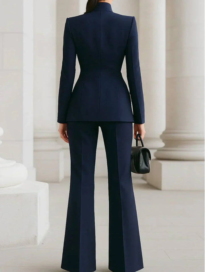 Women's trouser suit, flared trousers two piece, view 5