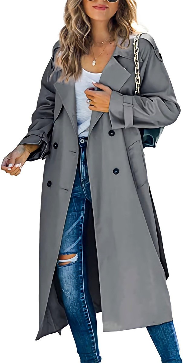 Trench Coat in grey, on model